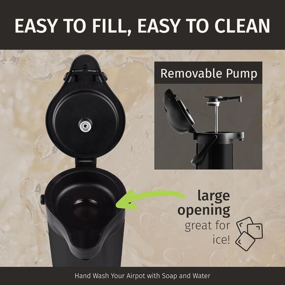 Airpot Coffee Dispenser With Pump, Black - 12 Hours Hot Water Dispenser - Picture 6 of 7